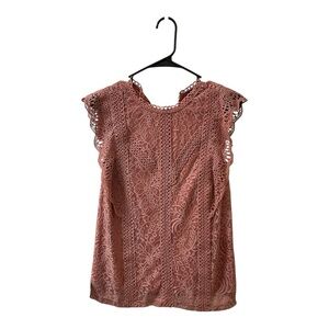 Cable & Gauge Lace Blouse in Dusty Rose